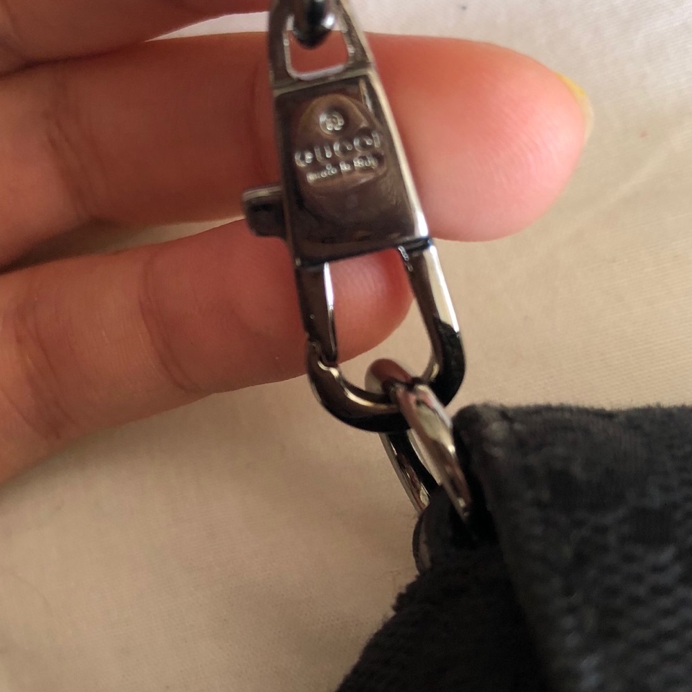 Gucci Black Monogram Horse Bit Silver Chain Purse - Picture 3 of 8